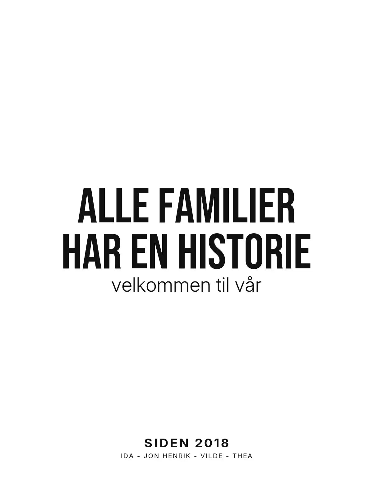 Plakat - Alle familier har en historie – Personlig familieplakat