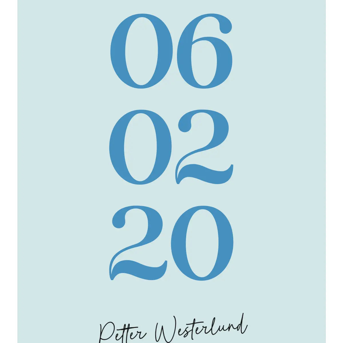 Plakat - Blå datoplakat - Med navn og dato