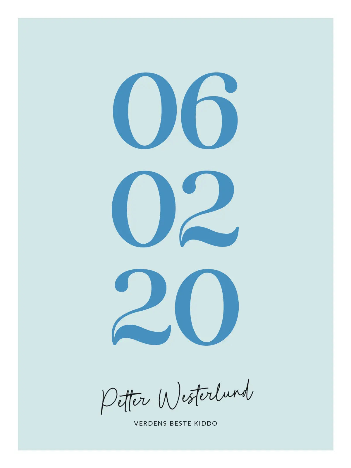Plakat - Blå datoplakat - Med navn og dato