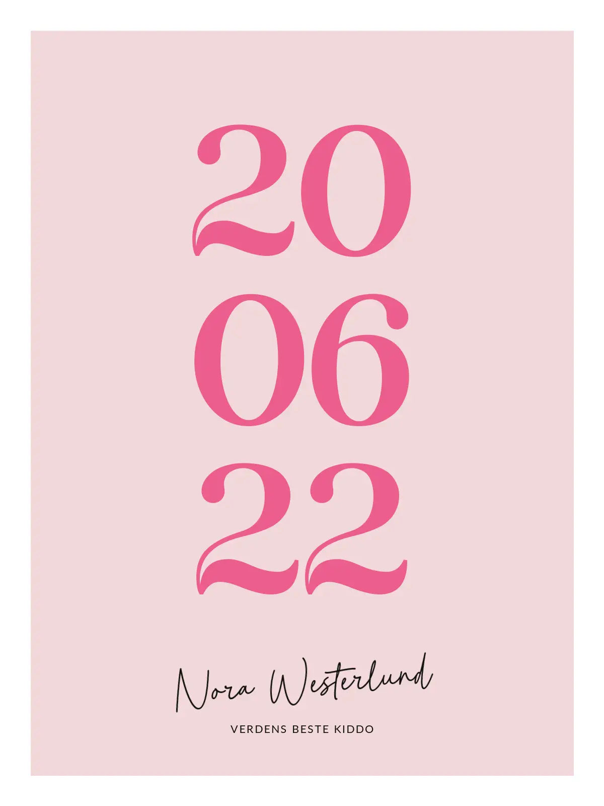 Plakat - Født denne dagen – Personlig datoplakat i rosa