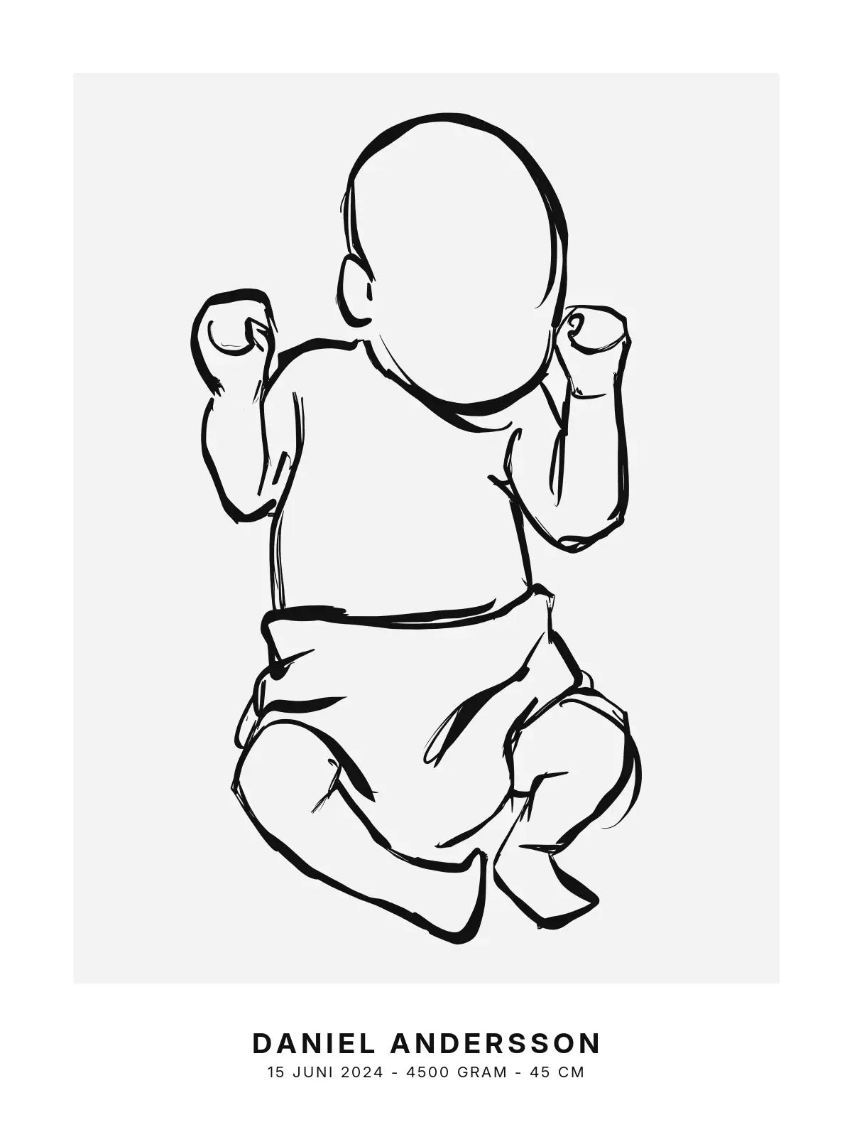 Plakat - Personlig fødselsplakat – Babytegning