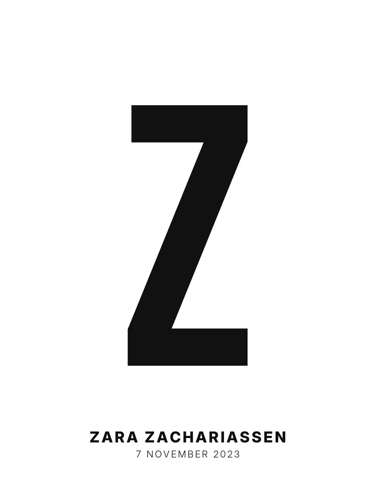 Plakat - Z – Personlig bokstavplakat med egen tekst