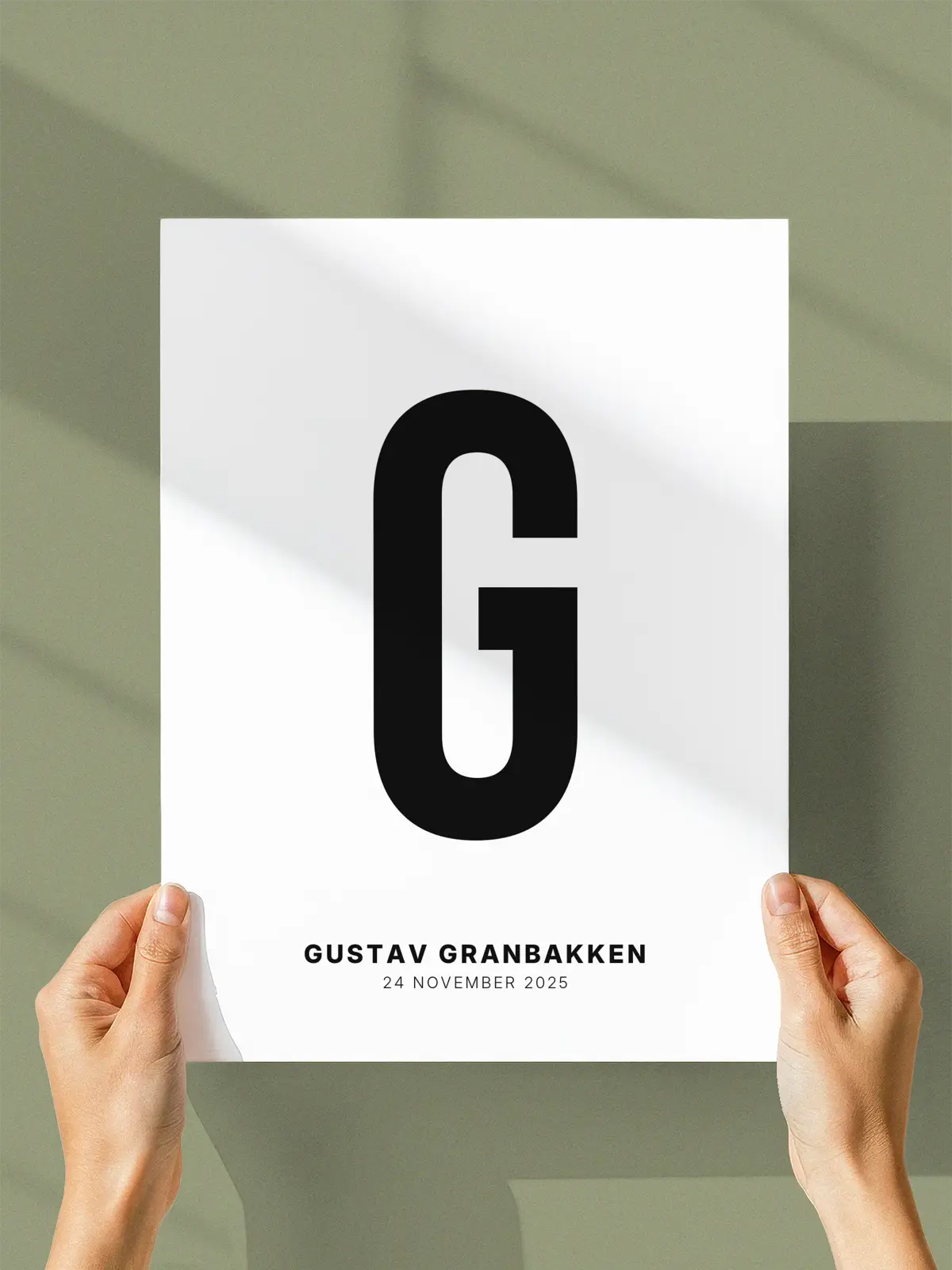 G – Personlig bokstavplakat med egen tekst