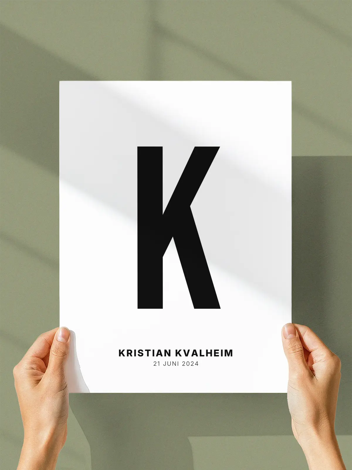 K – Personlig bokstavplakat med egen tekst