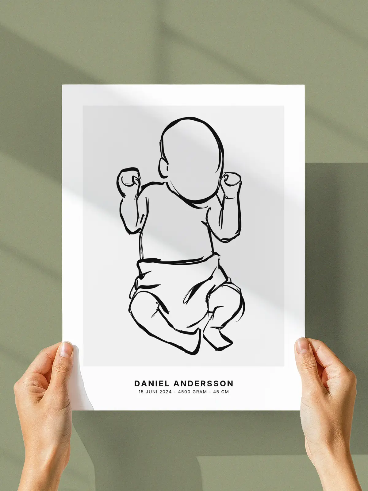 Personlig fødselsplakat – Babytegning