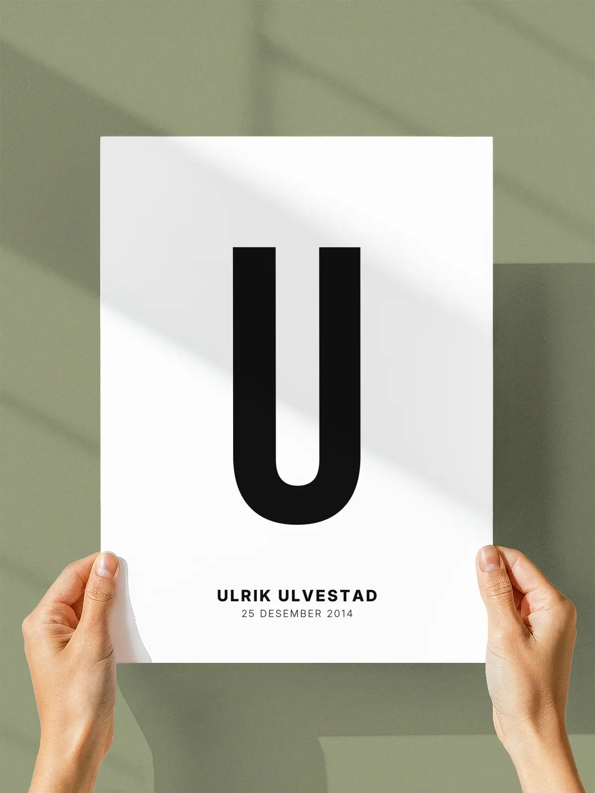U – Personlig bokstavplakat med valgfri tekst