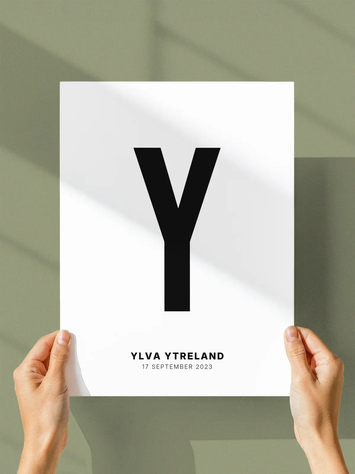 Y – Personlig bokstavplakat med egen tekst