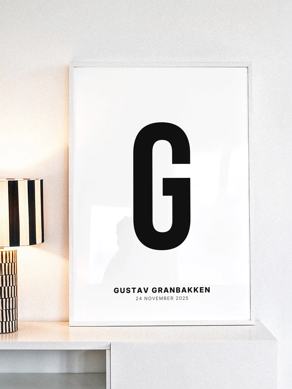 G – Personlig bokstavplakat med egen tekst