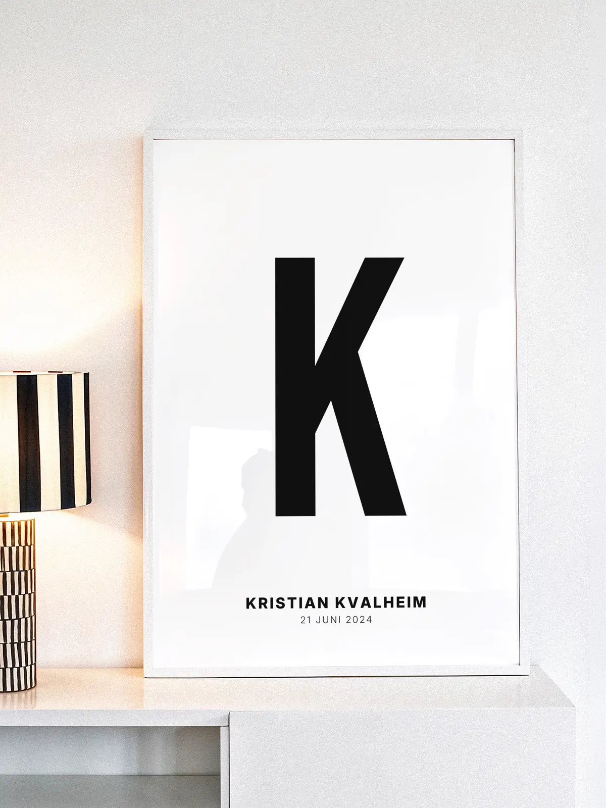 K – Personlig bokstavplakat med egen tekst