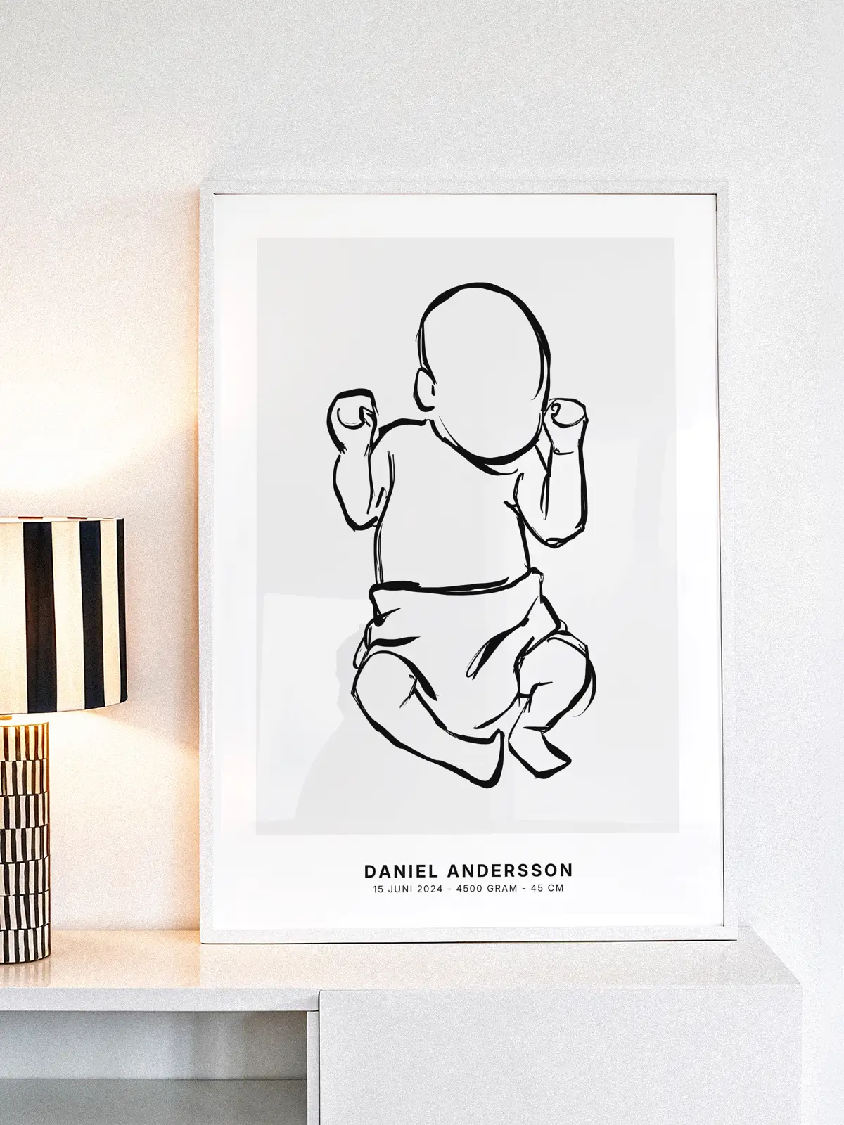 Personlig fødselsplakat – Babytegning