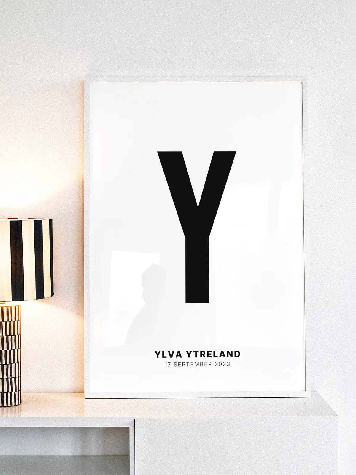 Y – Personlig bokstavplakat med egen tekst