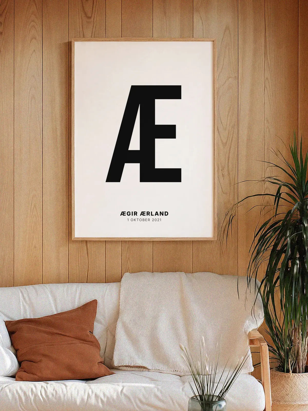 Æ – Personlig bokstavplakat med egen tekst